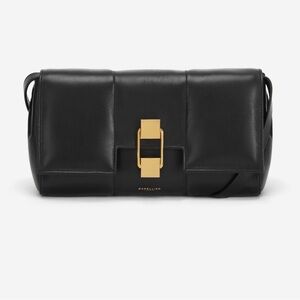 DeMellier Black Leather Shoulder Bag with Gold Hardware